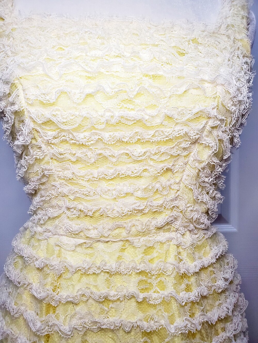 Vintage Yellow Lace Cottagecore Dress Romantic Prairie Coquette Bridgeton 1960's - Picture 8 of 12